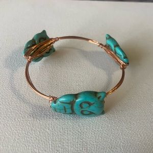 🩵🦉 Handmade turquoise owl copper wire wrapped 8 inch bracelet 🦉🩵